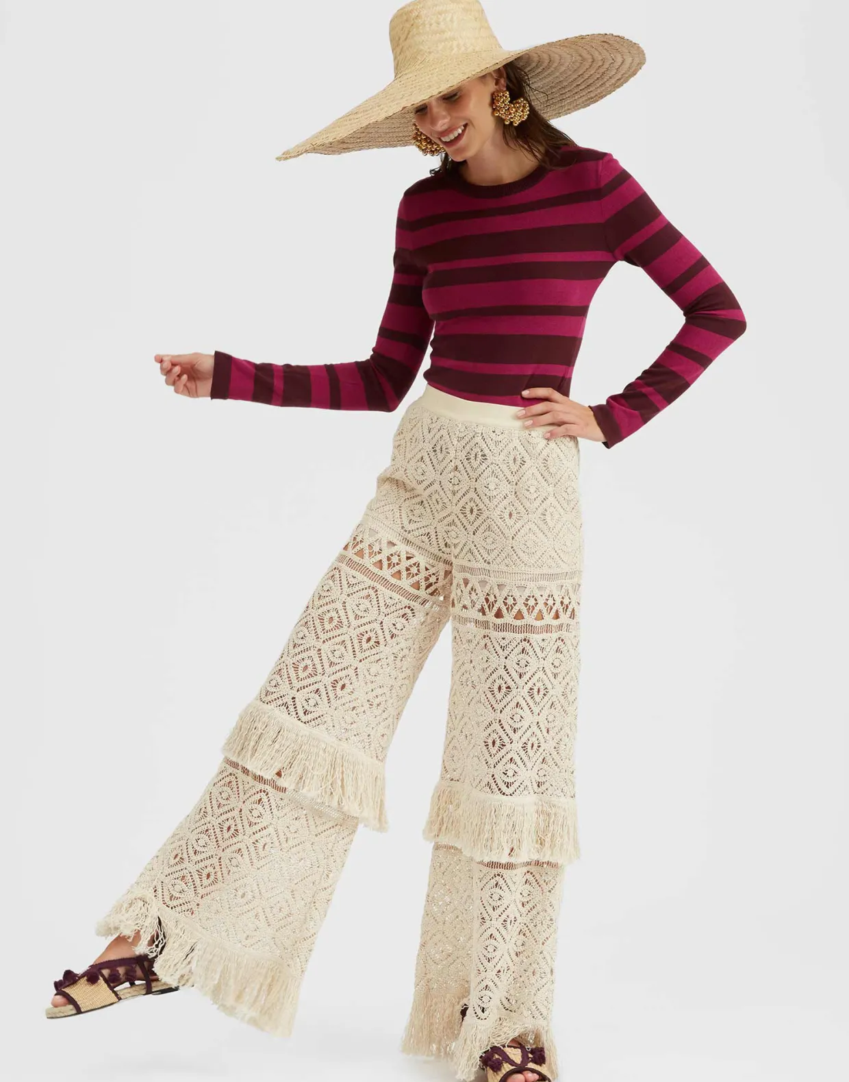 Crew TopSolid Fuchsia in Cotton Cashmere