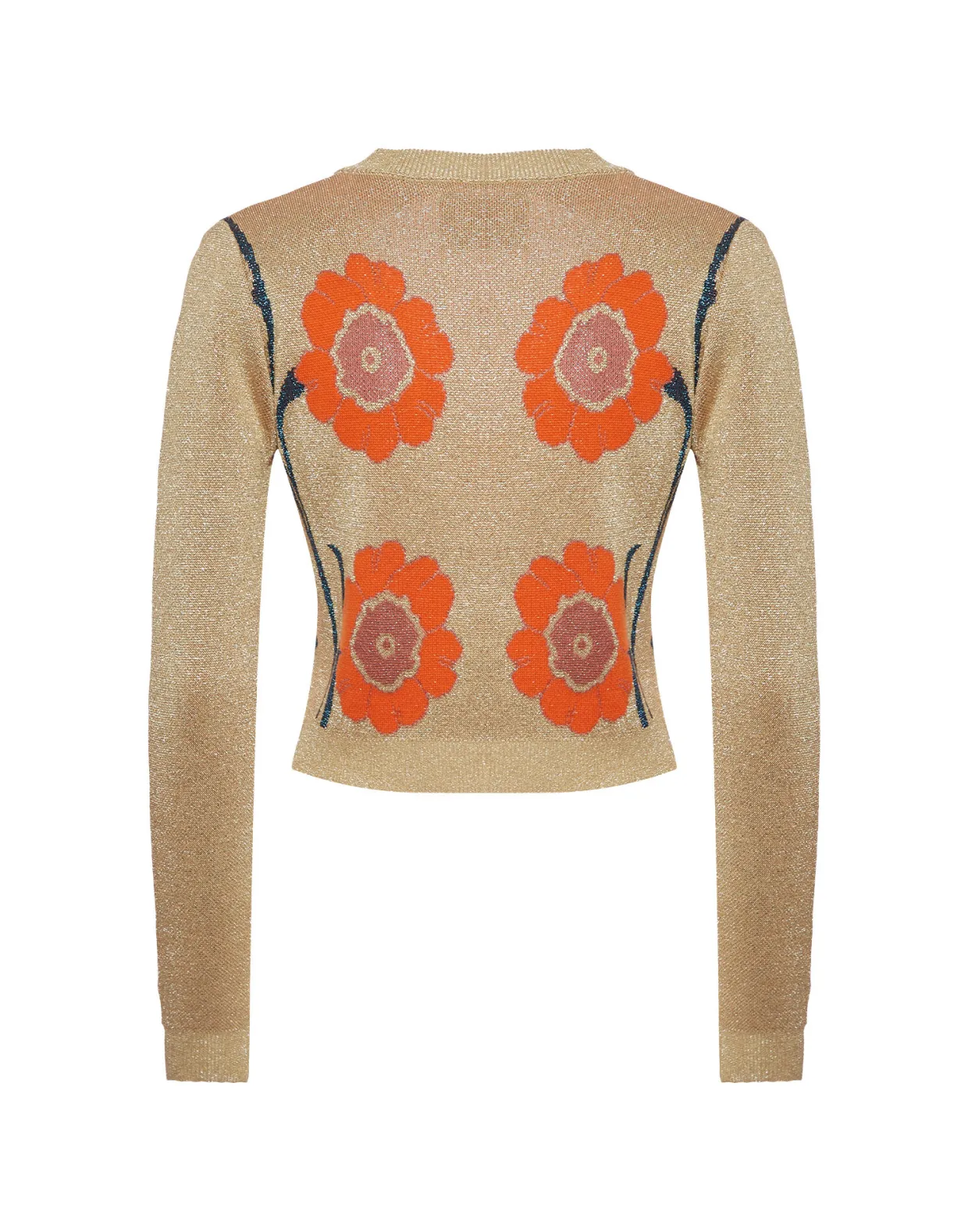 Daisychain Mini CardiganOrange & Gold in Jacquard Lurex