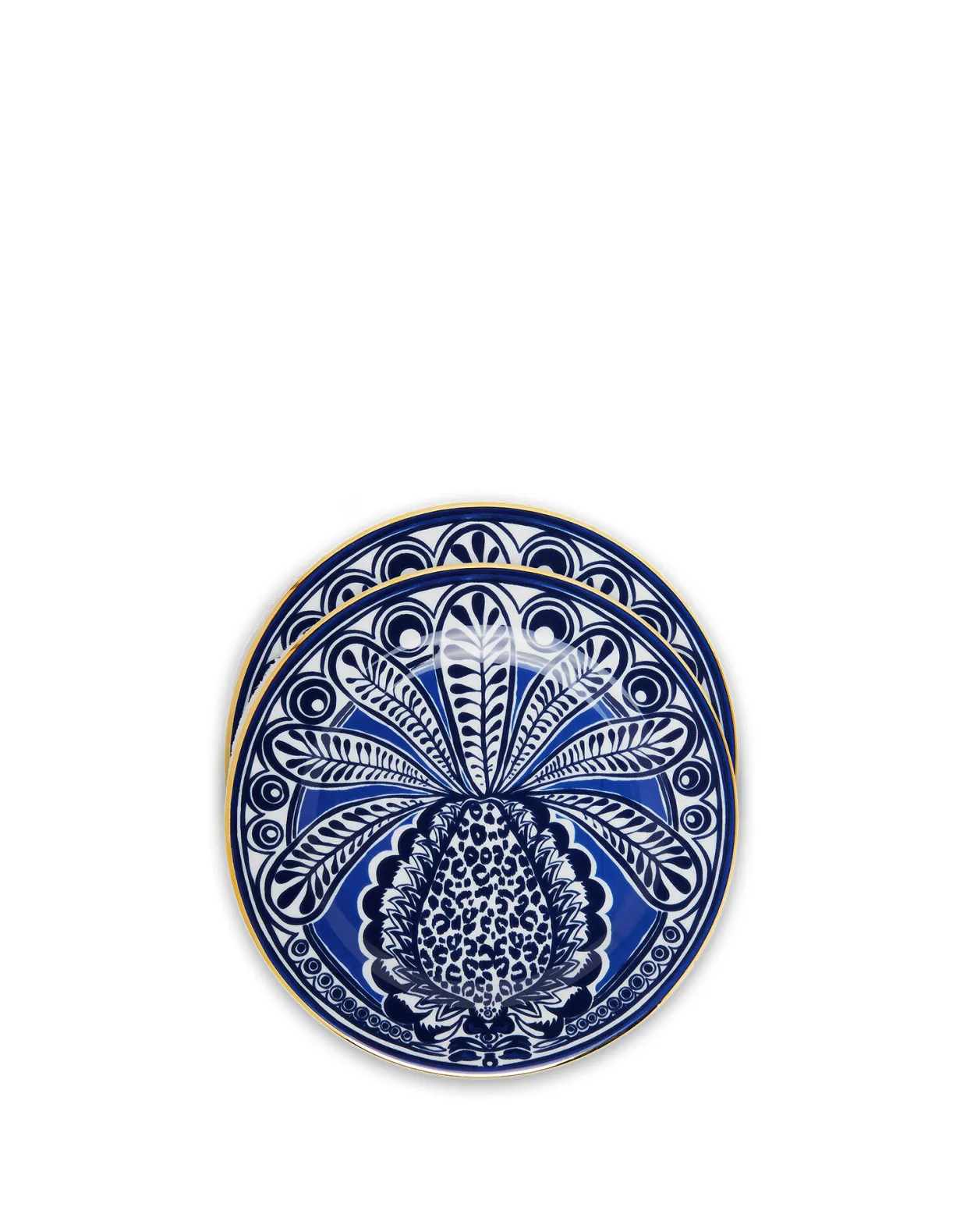 Dessert Plate Set of 2Big Pineapple Blu in Porcelain