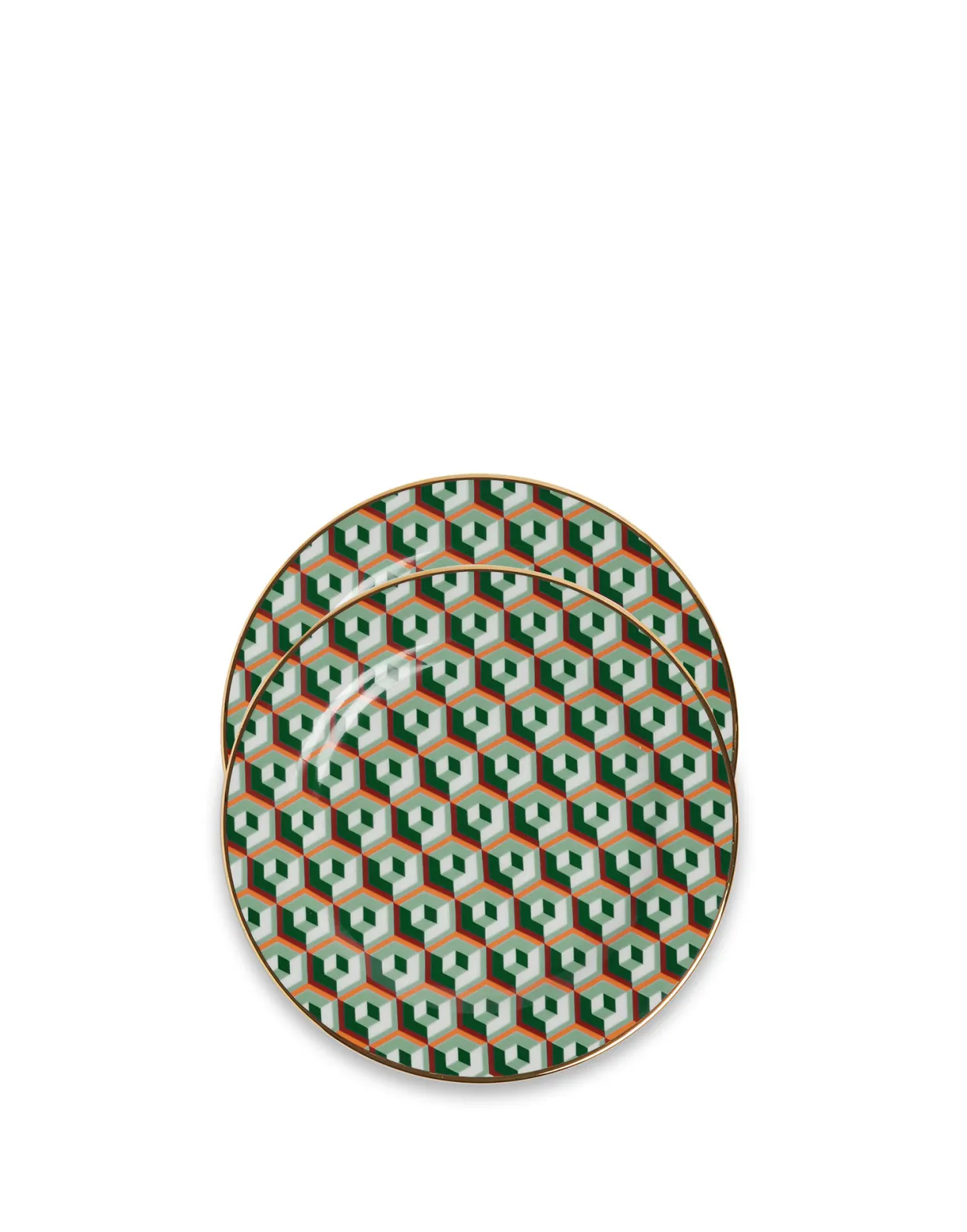 Dessert Plate Set of 2Cubi Verde in Porcelain