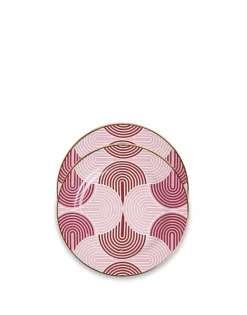 Dessert Plate Set of 2Slinky Rosso in Porcelain