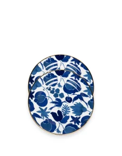 Dessert Plate Set of 2Wildbird Blu/Bianco in Porcelain