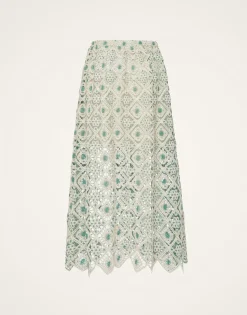 Drawstring SkirtAgua Cream in Macramé