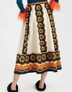 Drawstring SkirtDaisychain Plac&eacute;e Orange in Light Faille
