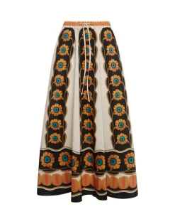 Drawstring SkirtDaisychain Plac&eacute;e Orange in Light Faille