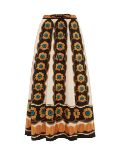 Drawstring SkirtDaisychain Plac&eacute;e Orange in Light Faille