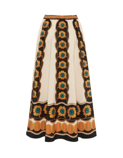 Drawstring SkirtDaisychain Plac&eacute;e Orange in Light Faille