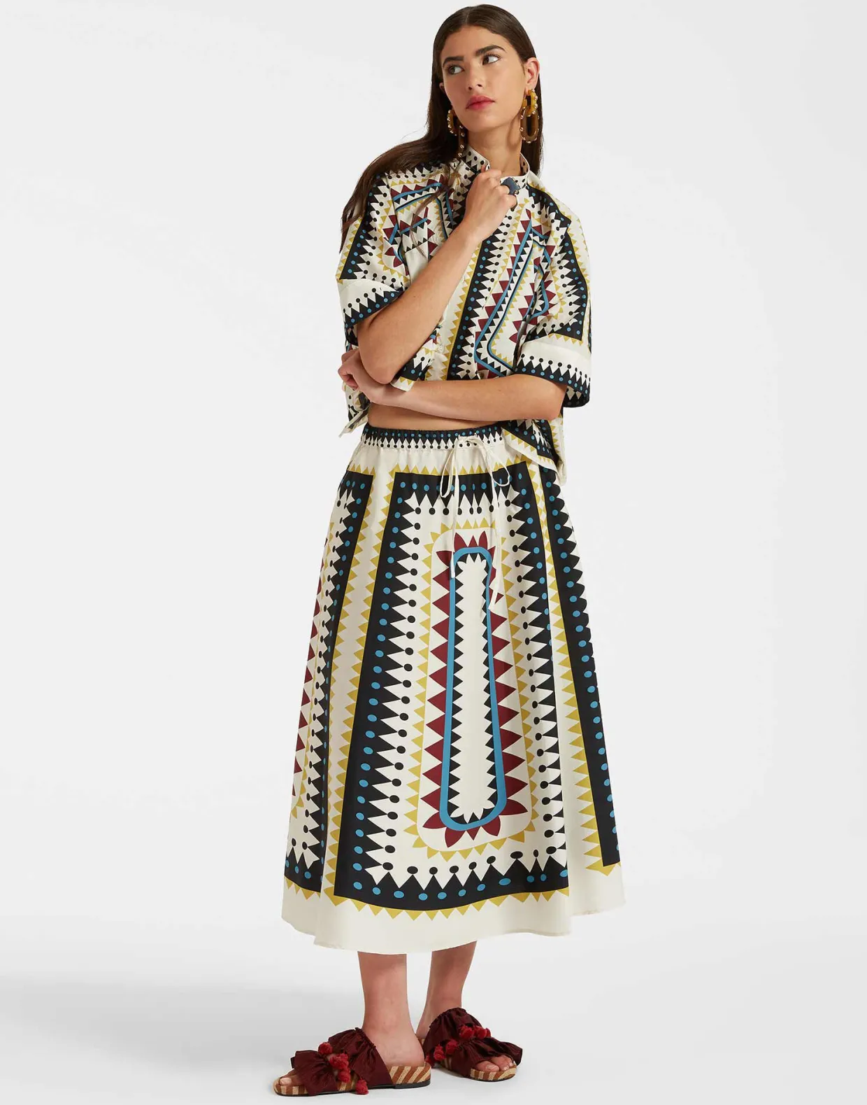 Drawstring SkirtDoric Placée Cream in Cotton Poplin