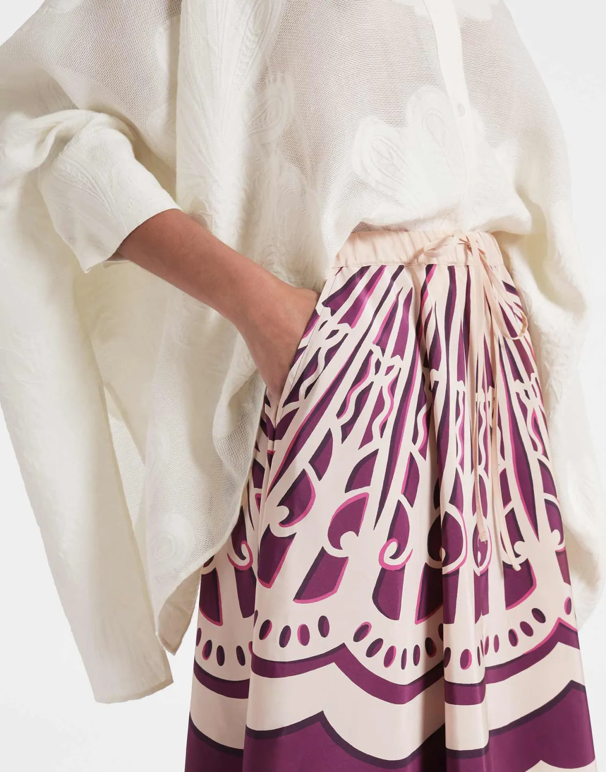 Drawstring SkirtFans Placée Purple in Faille