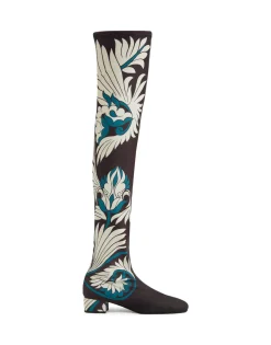 Edie High BootsMix Tiles Blue in Lycra