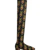 Edie High BootsScarab Black in Elastic Lycra