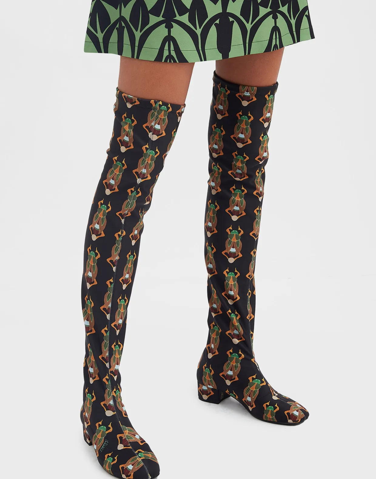 Edie High BootsScarab Black in Elastic Lycra