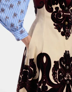 Ella Midi DressCorsini Plac&eacute;e Cream in Cotton Velvet