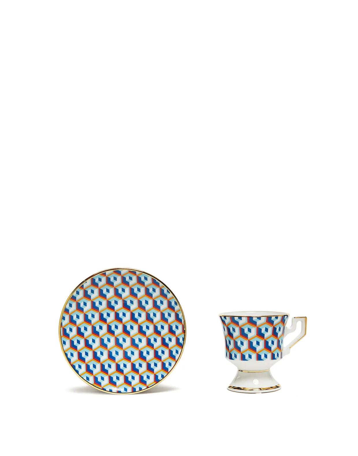 Espresso Cup & Saucer Set of 2Cubi Blu in Porcelain