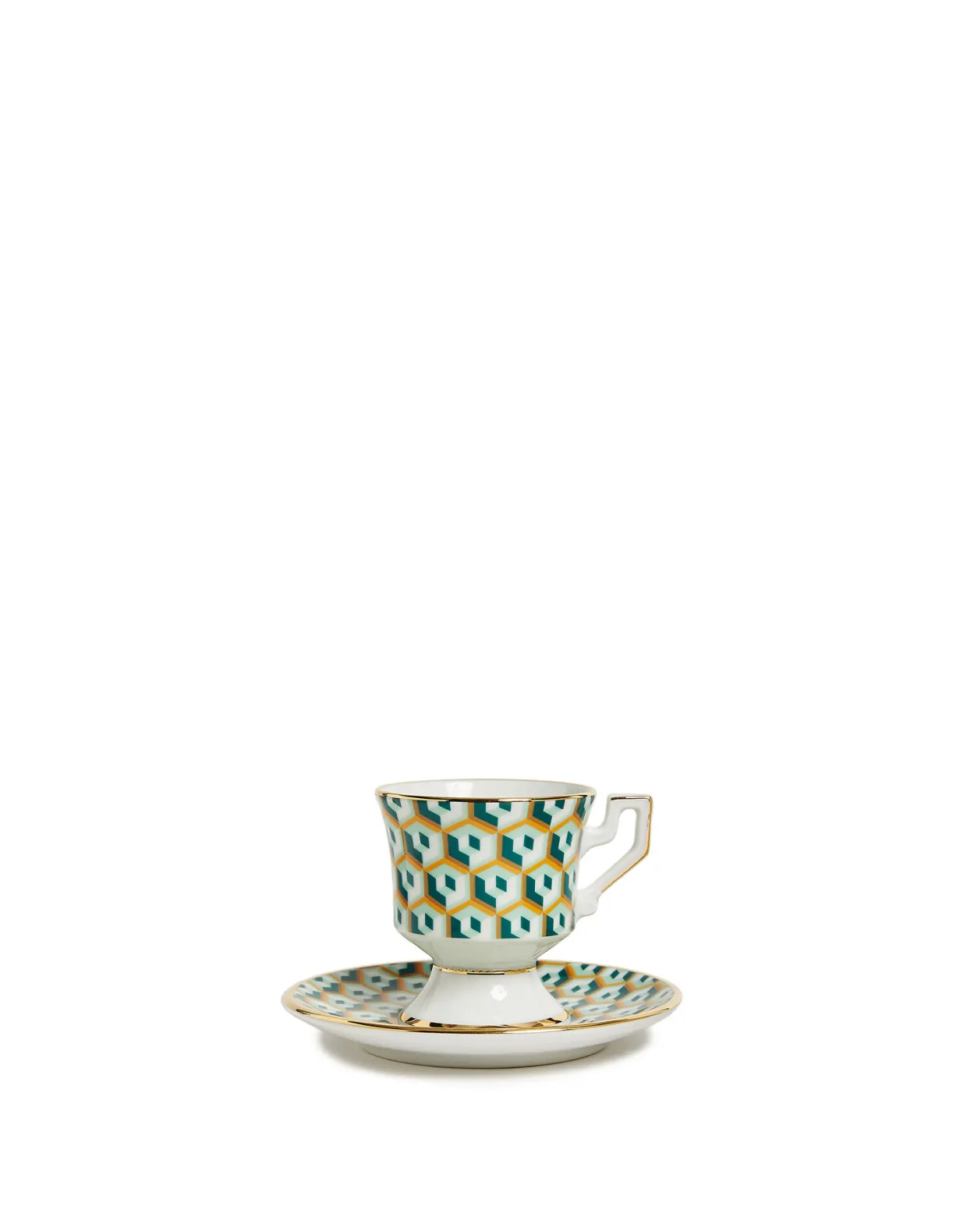 Espresso Cup & Saucer Set of 2Cubi Verde in Porcelain