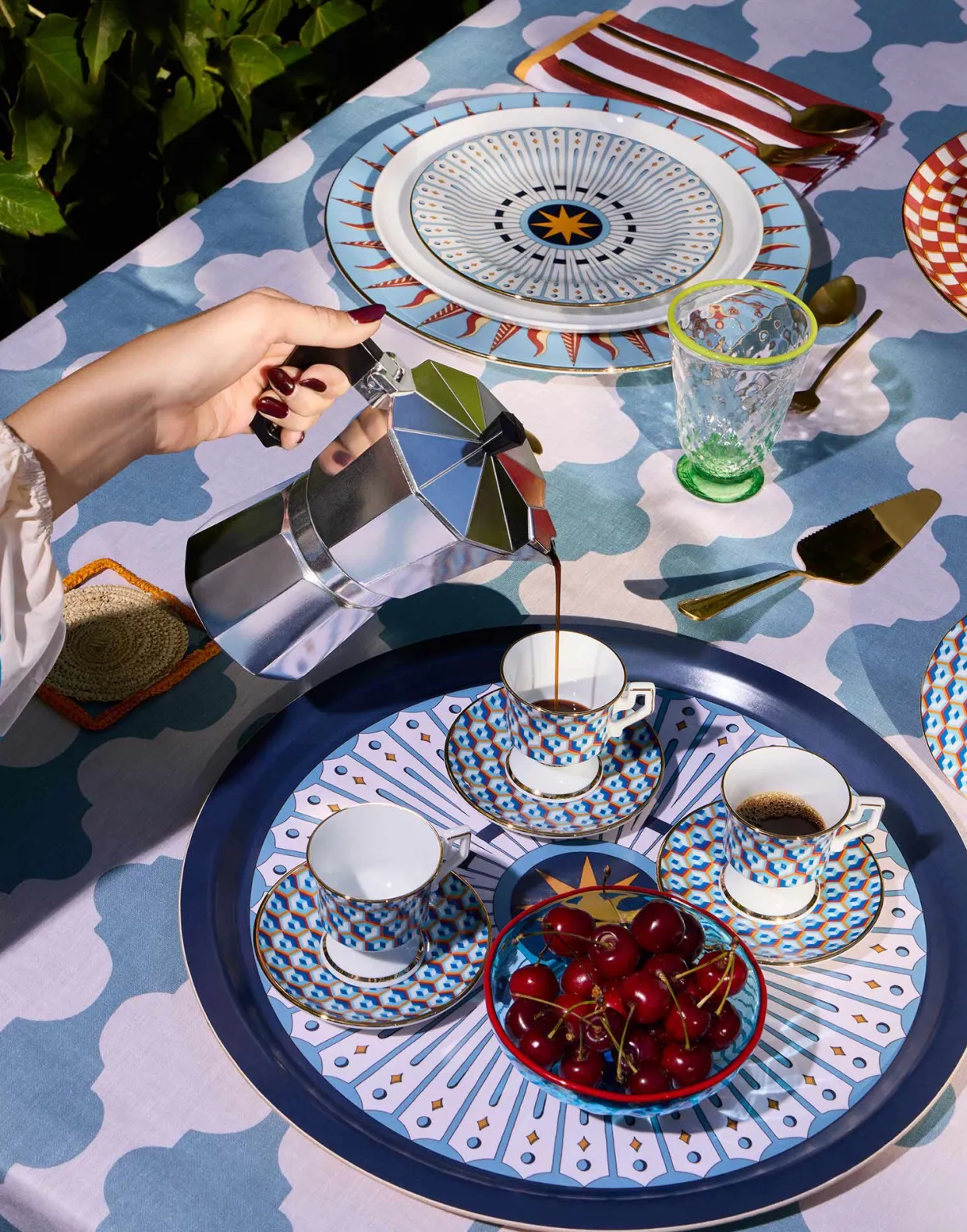 Espresso Cup & Saucer Set of 2Cubi Blu in Porcelain