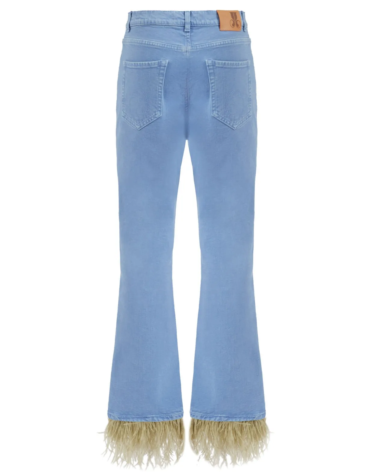Fancy Crop Jeans (With Feathers)Light Blue in Denim