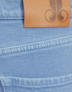Fancy Crop Jeans (With Feathers)Light Blue in Denim