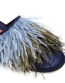 Feather SlippersSolid Acquamarine in Raso