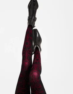 Flocked TightsBlack & Red in Flocked Nylon