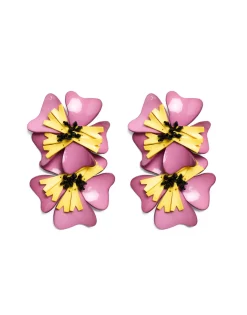 Flora EarringsSolid Pink in Macro Pansy
