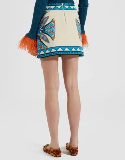Foulard Mini SkirtLotus Plac&eacute;e Ivory in Stretch Cotton