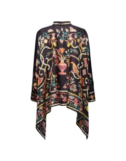 Foulard ShirtBorboni Plac&eacute;e Nero in Twill Silk