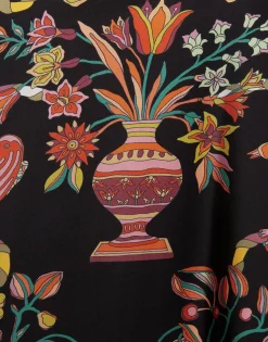 Foulard ShirtBorboni Plac&eacute;e Nero in Twill Silk