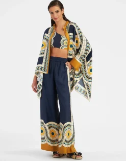 Foulard ShirtMudejar Plac&eacute;e Blue in Silk Twill