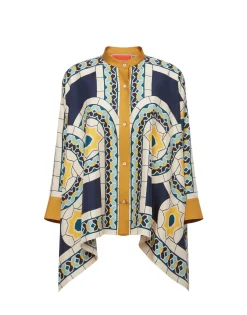 Foulard ShirtMudejar Plac&eacute;e Blue in Silk Twill