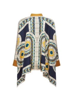 Foulard ShirtMudejar Plac&eacute;e Blue in Silk Twill