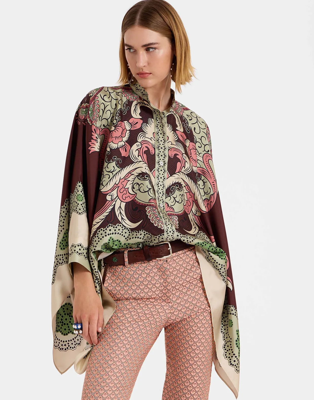 Foulard ShirtPortal Placée Brown in Silk Twill