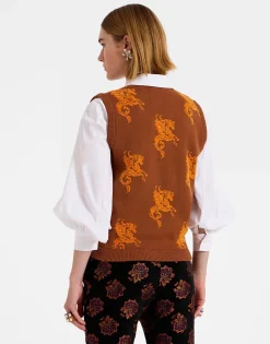 Gryphos GiletBrown in Fleece Jacquard