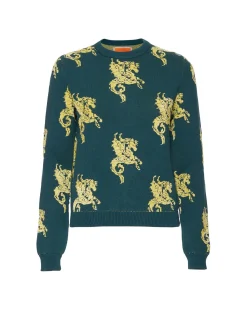 Gryphos SweaterDark Green in Fleece Jacquard