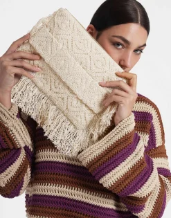 Hand PochettePlaza Cream in Macram&eacute;