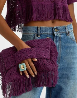 Hand PochettePlaza Purple in Macram&eacute;
