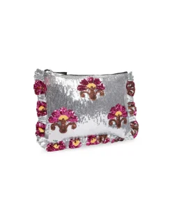 Hand PochetteSilver in Textured Sequins