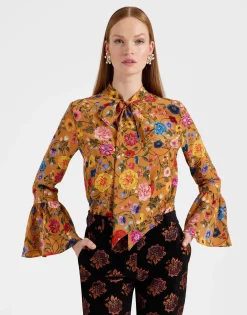 Happy Wrist TopBotticelli Rust in Crepe De Chine Silk