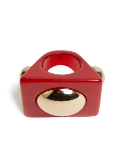 Hathor Square RingRed in Acrylic Resin