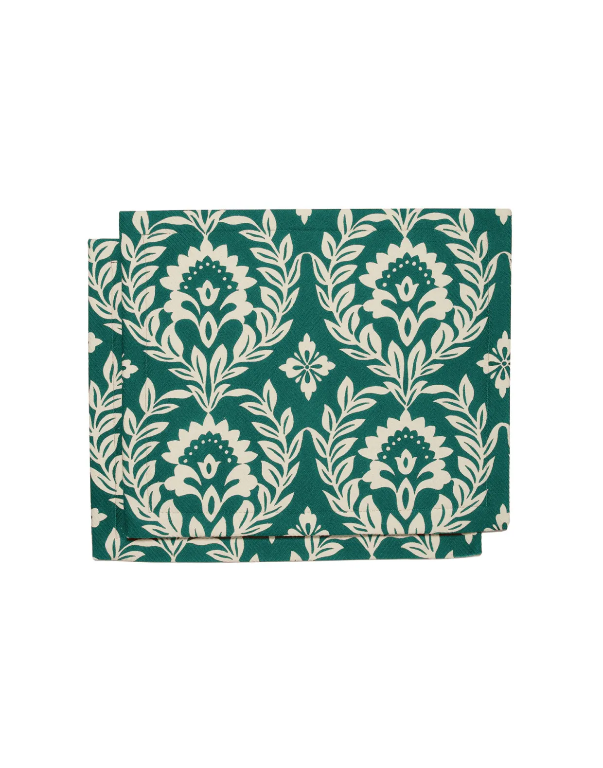 Herringbone Placemat Set of 2Green Garland in Cotton Chevron