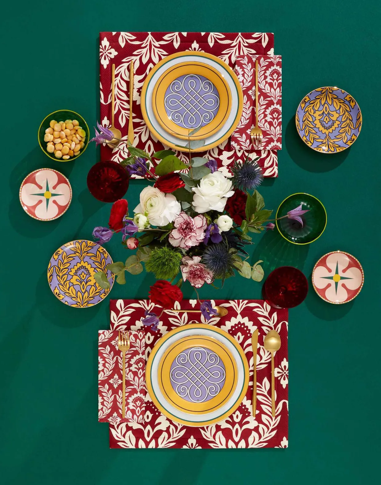 Herringbone Placemat Set of 2Garland Bordeaux in Cotton Chevron