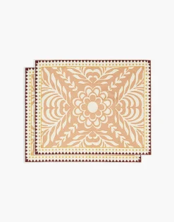 Herringbone Placemats Set Of 2Tudor Pink in Cotton Chevron