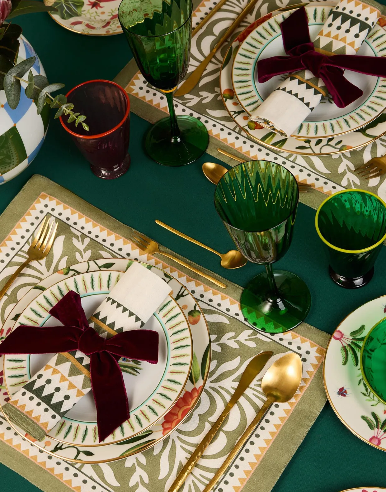 Herringbone Placemats Set Of 2Tudor Light Green in Cotton Chevron