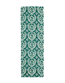 Herringbone RunnerGreen Garland in Cotton Chevron