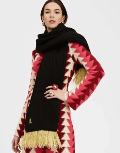 High Kick ScarfAnthracite in Wool With Feathers