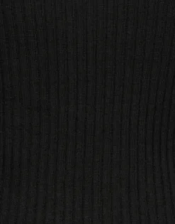 High Kick TopBlack in Ribbed Silk Cashmere With Feathers