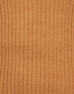 High Kick TopCamel in Ribbed Silk Cashmere With Feathers