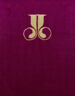 High Kick TopPurple in Ribbed Silk Cashmere With Feathers