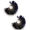 Hoop EarringsMulticolor Blu/Nero in Raffia