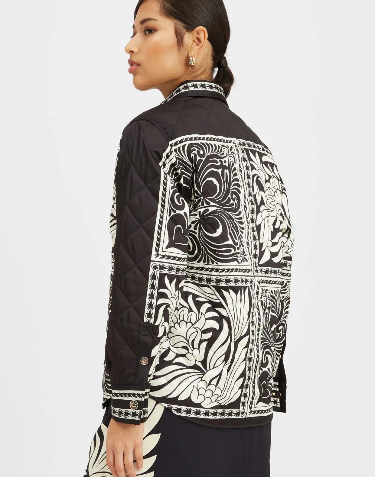 Iris Shirt JacketMix Tiles Placée Black in Twill